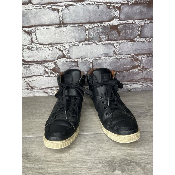 COACH Pembroke Nappa Black Leather Hi-Top Turnlock Sneakers Women 7.5B US FG1274 - Picture 13 of 16